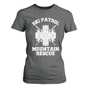 Ski Patrol Mountain Rescue T Shirt For Women Winter Slopes Skiing Snowboarding Snowflake TS11 Dark Heather Print Your Wear