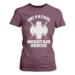 Ski Patrol Mountain Rescue T Shirt For Women Winter Slopes Skiing Snowboarding Snowflake TS11 Maroon Print Your Wear