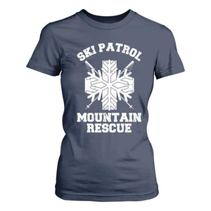 Ski Patrol Mountain Rescue T Shirt For Women Winter Slopes Skiing Snowboarding Snowflake TS11 Navy Print Your Wear