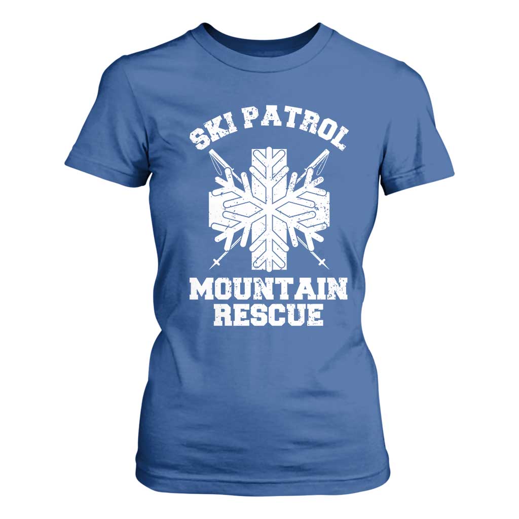 Ski Patrol Mountain Rescue T Shirt For Women Winter Slopes Skiing Snowboarding Snowflake TS11 Royal Blue Print Your Wear
