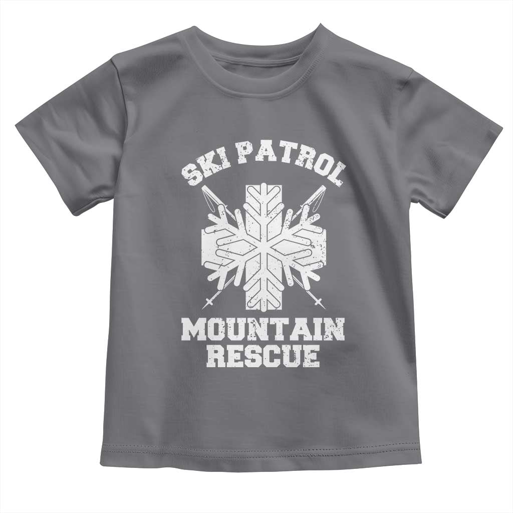 Ski Patrol Mountain Rescue Toddler T Shirt Winter Slopes Skiing Snowboarding Snowflake TS11 Charcoal Print Your Wear