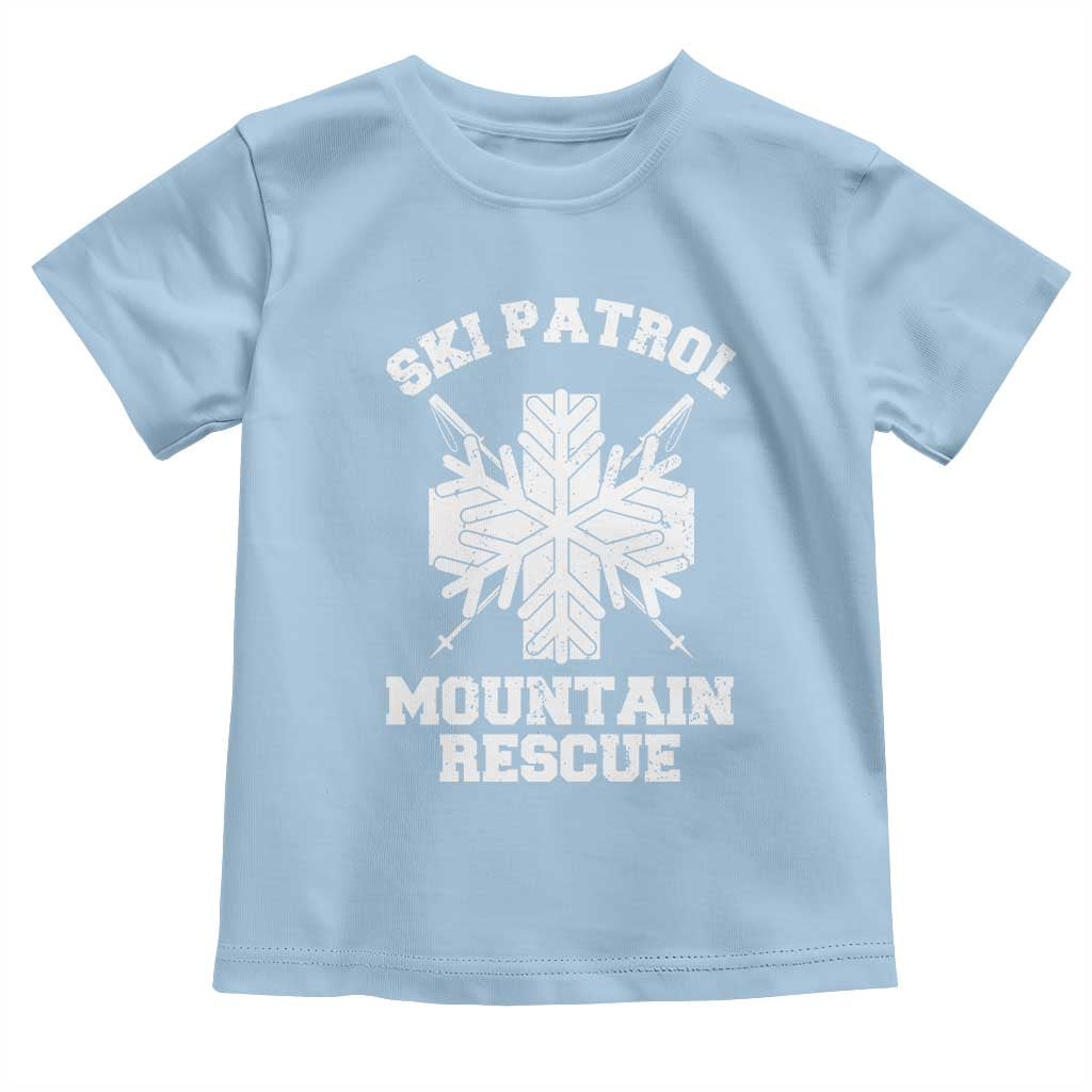 Ski Patrol Mountain Rescue Toddler T Shirt Winter Slopes Skiing Snowboarding Snowflake TS11 Light Blue Print Your Wear