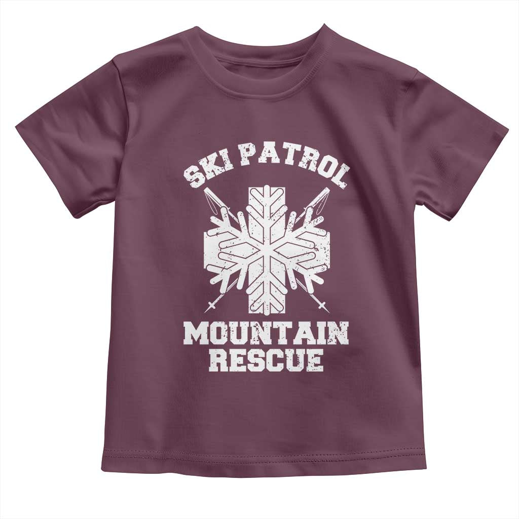 Ski Patrol Mountain Rescue Toddler T Shirt Winter Slopes Skiing Snowboarding Snowflake TS11 Maroon Print Your Wear