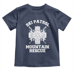 Ski Patrol Mountain Rescue Toddler T Shirt Winter Slopes Skiing Snowboarding Snowflake TS11 Navy Print Your Wear