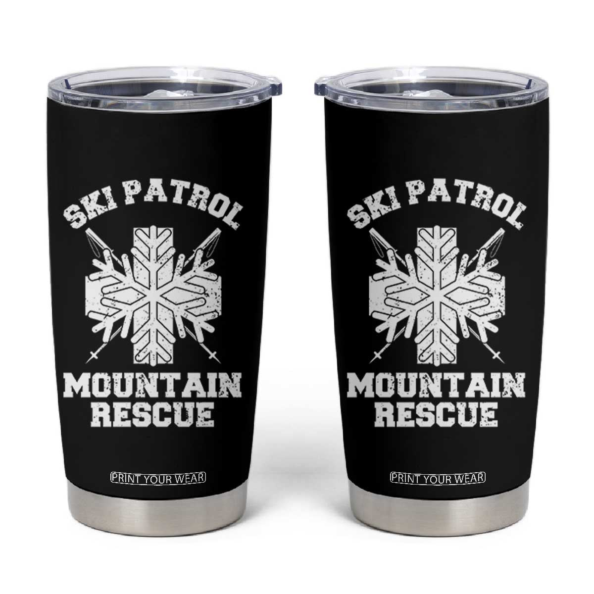 Ski Patrol Mountain Rescue Tumbler Cup Winter Slopes Skiing Snowboarding Snowflake TS11 Black Print Your Wear