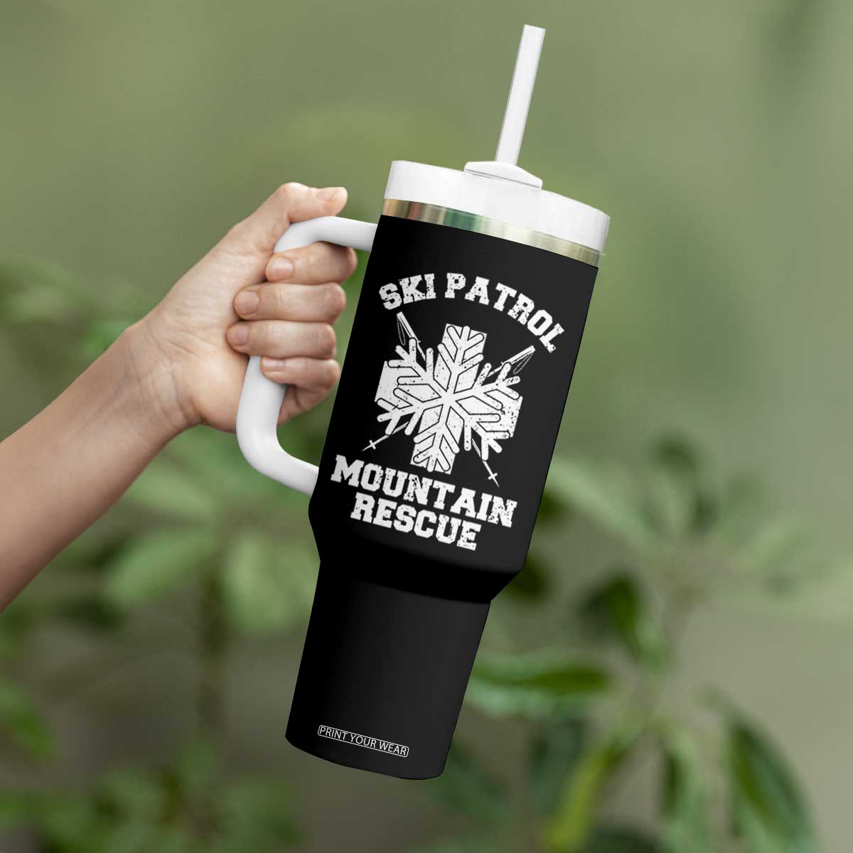 Ski Patrol Mountain Rescue Tumbler With Handle Winter Slopes Skiing Snowboarding Snowflake TS11 Print Your Wear