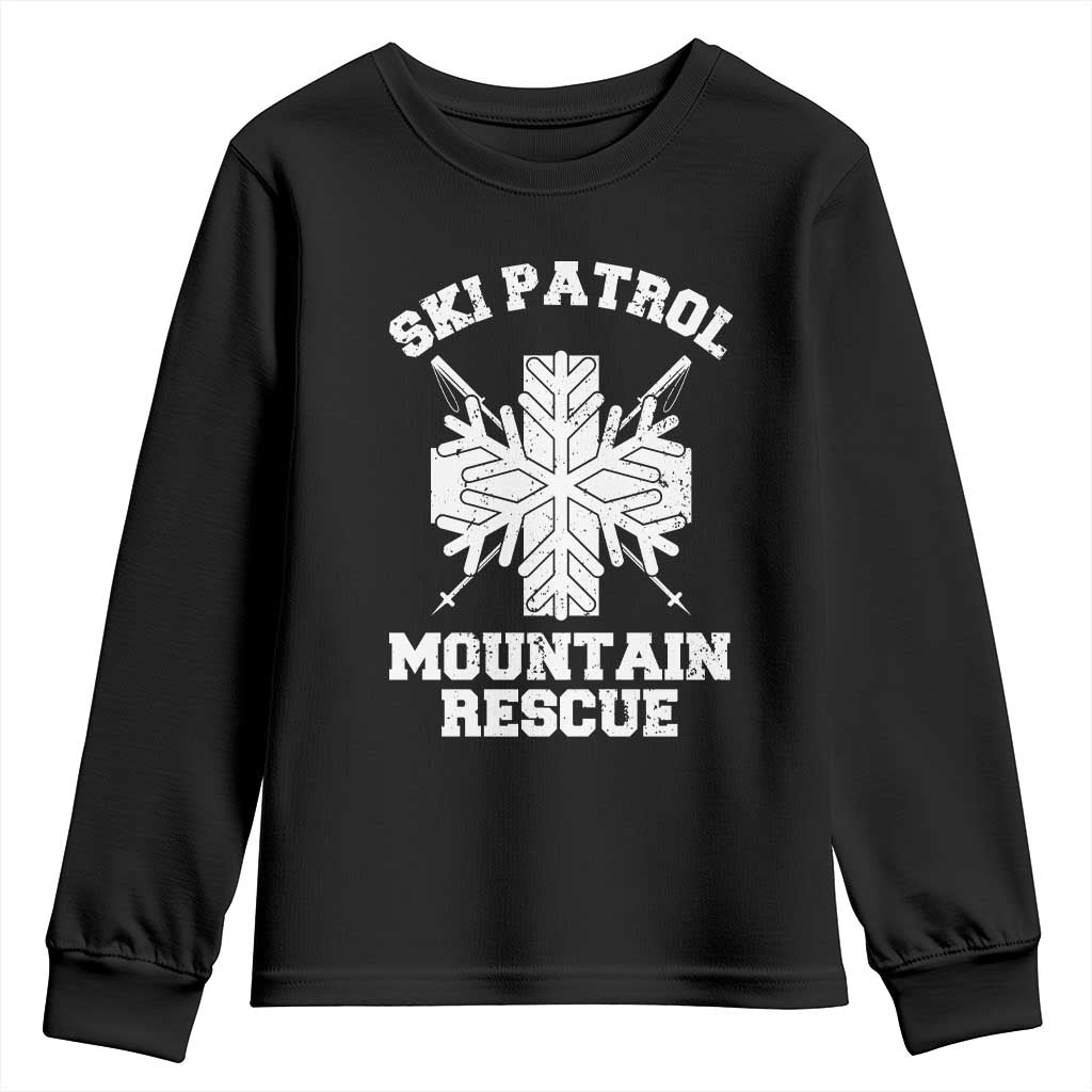 Ski Patrol Mountain Rescue Youth Sweatshirt Winter Slopes Skiing Snowboarding Snowflake TS11 Black Print Your Wear