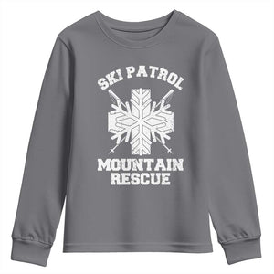 Ski Patrol Mountain Rescue Youth Sweatshirt Winter Slopes Skiing Snowboarding Snowflake TS11 Charcoal Print Your Wear