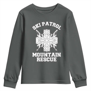 Ski Patrol Mountain Rescue Youth Sweatshirt Winter Slopes Skiing Snowboarding Snowflake TS11 Dark Heather Print Your Wear