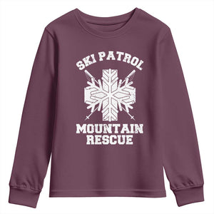 Ski Patrol Mountain Rescue Youth Sweatshirt Winter Slopes Skiing Snowboarding Snowflake TS11 Maroon Print Your Wear