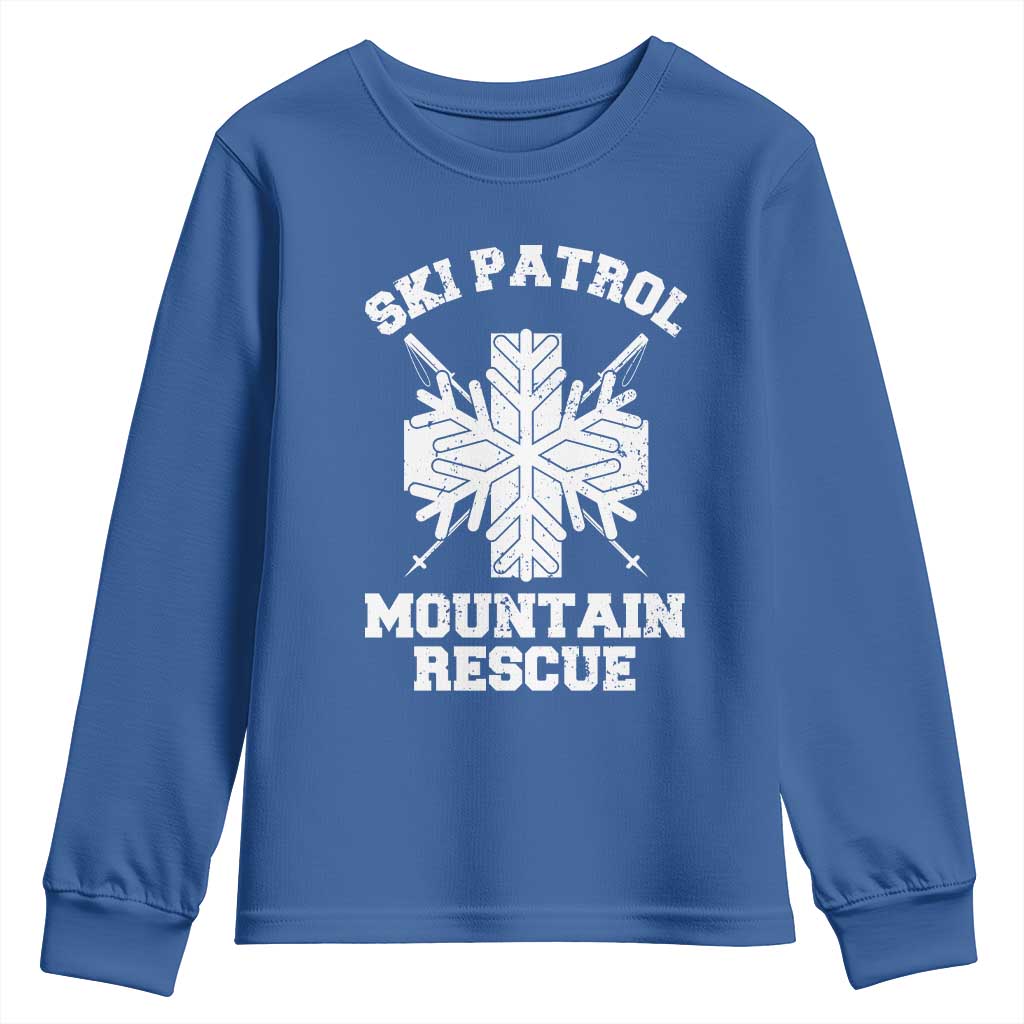 Ski Patrol Mountain Rescue Youth Sweatshirt Winter Slopes Skiing Snowboarding Snowflake TS11 Royal Blue Print Your Wear