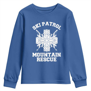 Ski Patrol Mountain Rescue Youth Sweatshirt Winter Slopes Skiing Snowboarding Snowflake TS11 Royal Blue Print Your Wear
