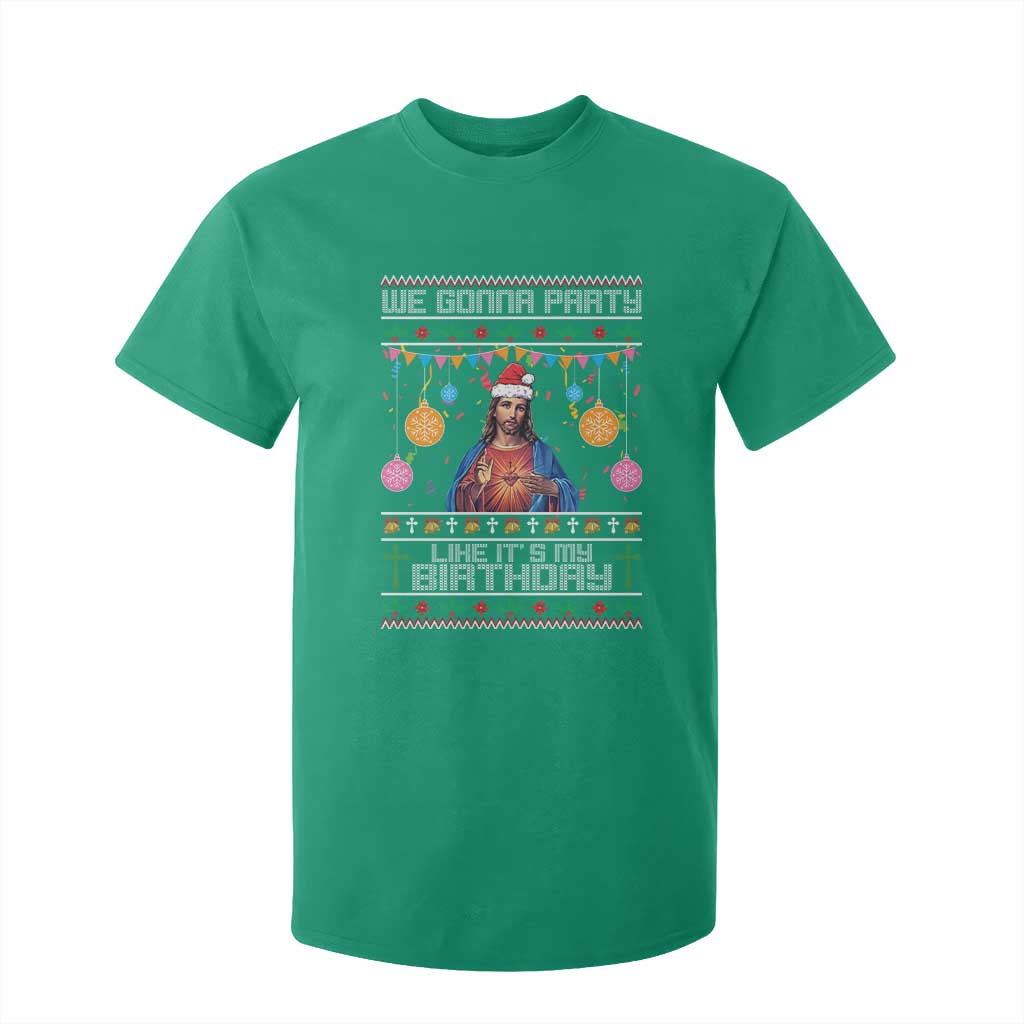 Funny Jesus Christmas T Shirt For Kid We Gonna Party Like It's My Birthday Christian Xmas TS11 Irish Green Print Your Wear