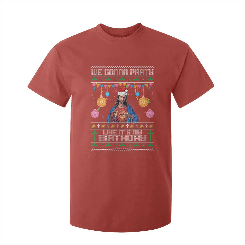 Funny Jesus Christmas T Shirt For Kid We Gonna Party Like It's My Birthday Christian Xmas TS11 Red Print Your Wear