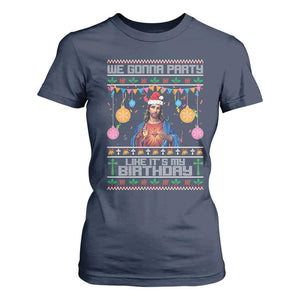 Funny Jesus Christmas T Shirt For Women We Gonna Party Like It's My Birthday Christian Xmas TS11 Navy Print Your Wear