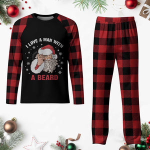 Funny Xmas Santa Plaid Pajama Set I Love A Man With A Beard Snowflake TS11 Buffalo Plaid Print Your Wear