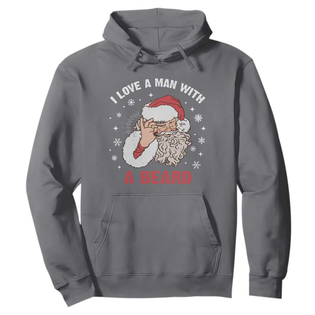 Funny Christmas Santa Hoodie I Love A Man With A Beard Snowflake TS11 Charcoal Print Your Wear