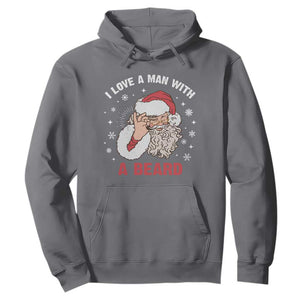 Funny Christmas Santa Hoodie I Love A Man With A Beard Snowflake TS11 Charcoal Print Your Wear