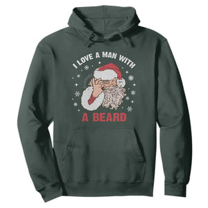 Funny Christmas Santa Hoodie I Love A Man With A Beard Snowflake TS11 Dark Forest Green Print Your Wear