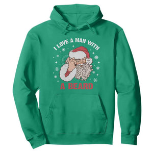 Funny Christmas Santa Hoodie I Love A Man With A Beard Snowflake TS11 Irish Green Print Your Wear