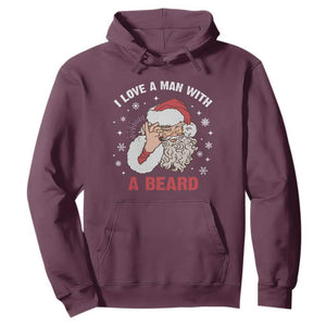 Funny Christmas Santa Hoodie I Love A Man With A Beard Snowflake TS11 Maroon Print Your Wear