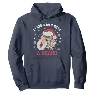 Funny Christmas Santa Hoodie I Love A Man With A Beard Snowflake TS11 Navy Print Your Wear