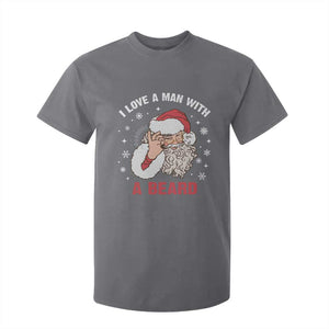 Funny Christmas Santa T Shirt For Kid I Love A Man With A Beard Snowflake TS11 Charcoal Print Your Wear