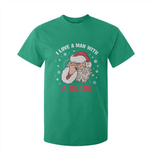 Funny Christmas Santa T Shirt For Kid I Love A Man With A Beard Snowflake TS11 Irish Green Print Your Wear