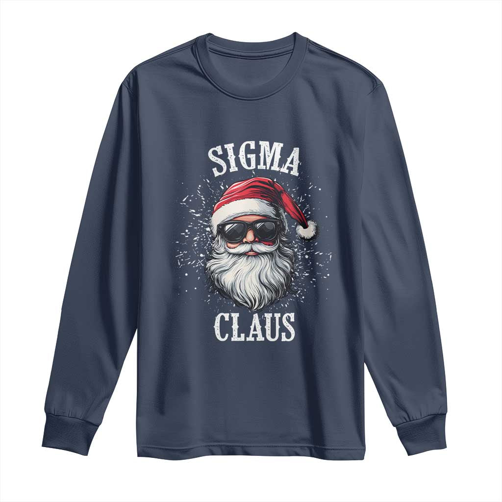 Funny Christmas Santa Long Sleeve Shirt Sigma Claus Cool Santa The Rizzler Meme TS11 Navy Print Your Wear