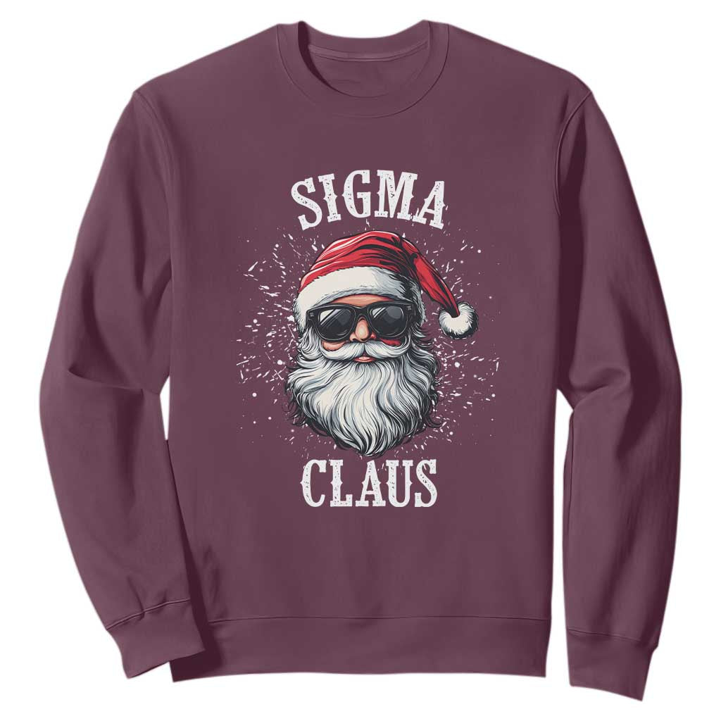 Funny Christmas Santa Sweatshirt Sigma Claus Cool Santa The Rizzler Meme TS11 Maroon Print Your Wear