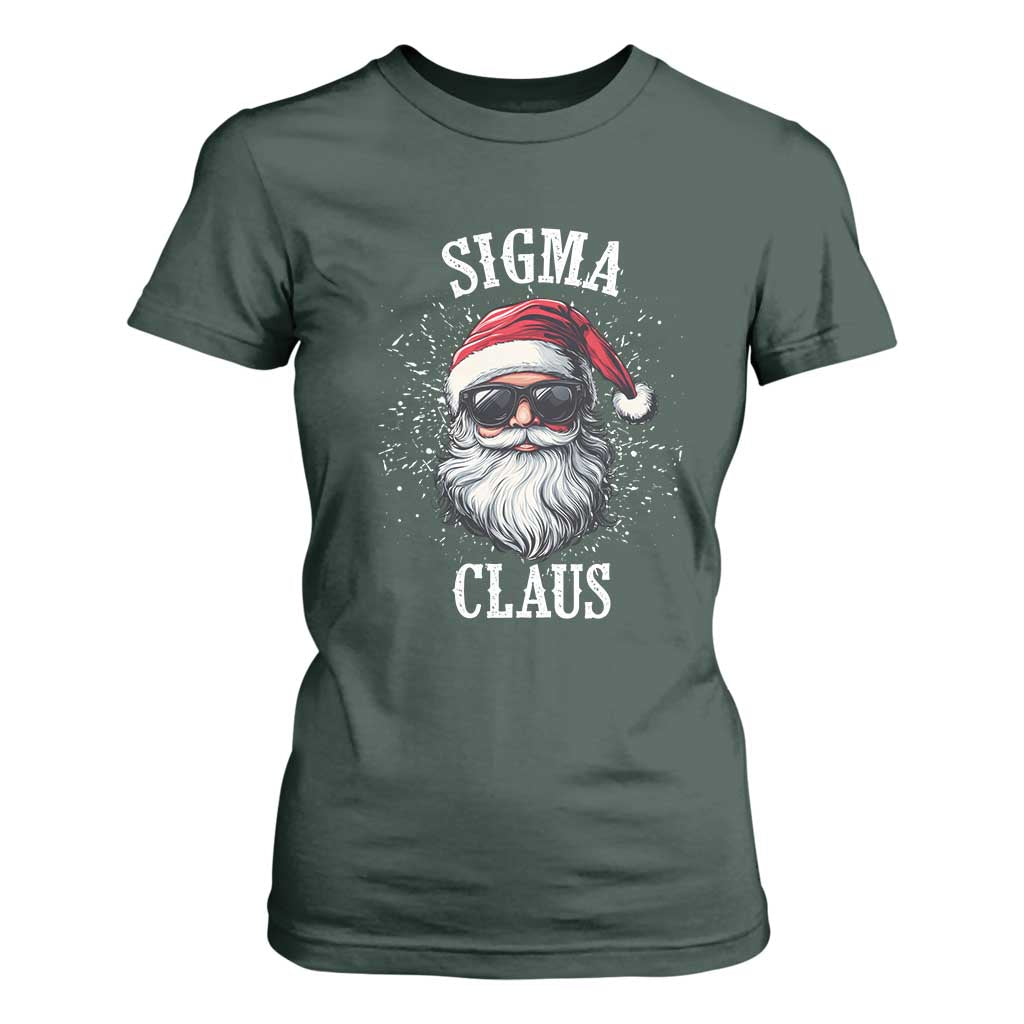 Funny Christmas Santa T Shirt For Women Sigma Claus Cool Santa The Rizzler Meme TS11 Dark Forest Green Print Your Wear