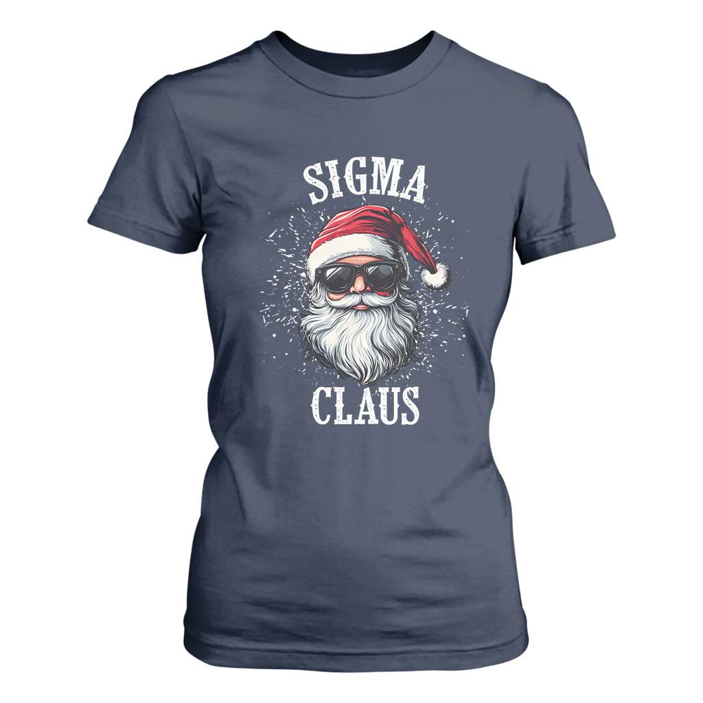 Funny Christmas Santa T Shirt For Women Sigma Claus Cool Santa The Rizzler Meme TS11 Navy Print Your Wear