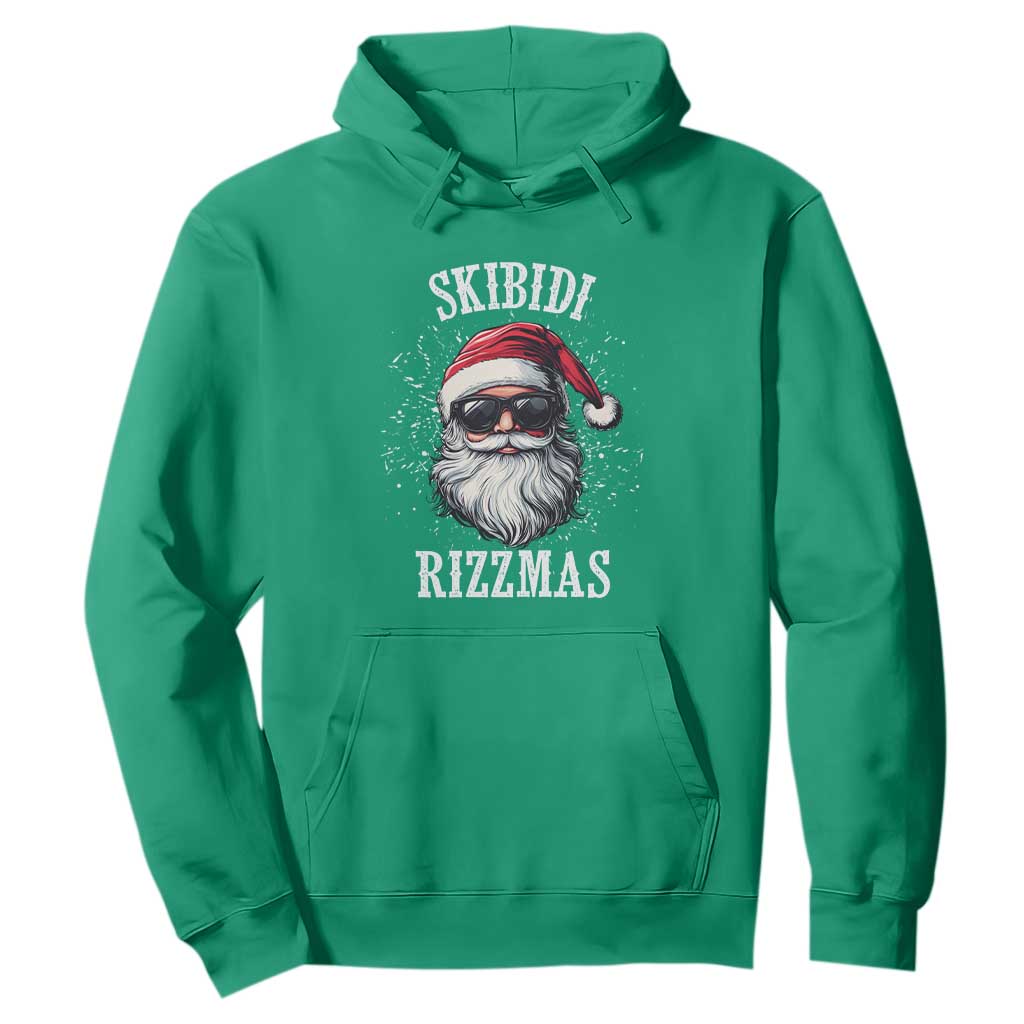 Funny Christmas Santa Hoodie Skibidi Rizzmas Charisma Rizz Santa Claus TS11 Irish Green Print Your Wear