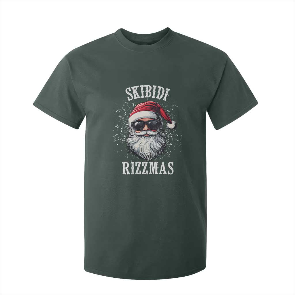 Funny Christmas Santa T Shirt For Kid Skibidi Rizzmas Charisma Rizz Santa Claus TS11 Dark Forest Green Print Your Wear