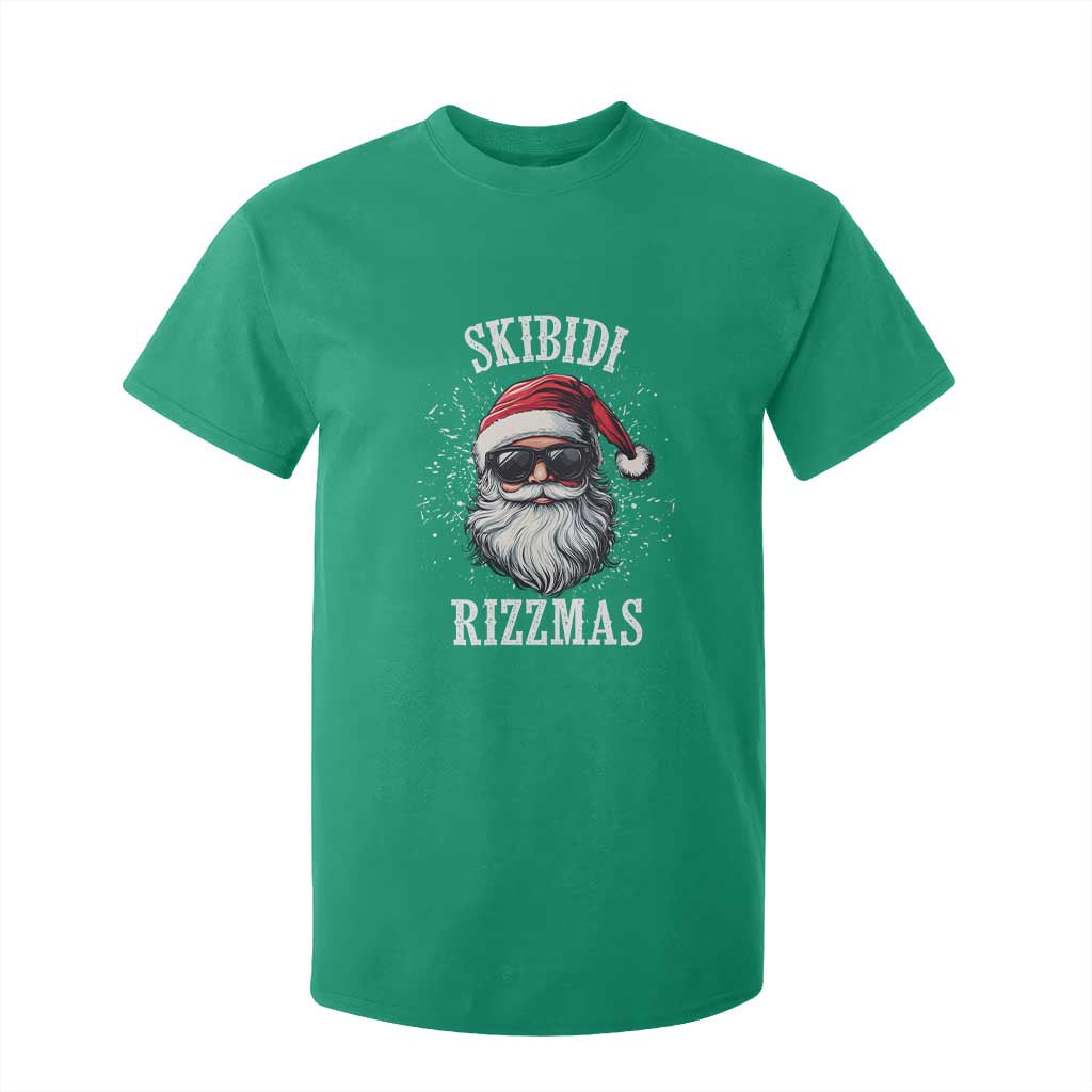 Funny Christmas Santa T Shirt For Kid Skibidi Rizzmas Charisma Rizz Santa Claus TS11 Irish Green Print Your Wear
