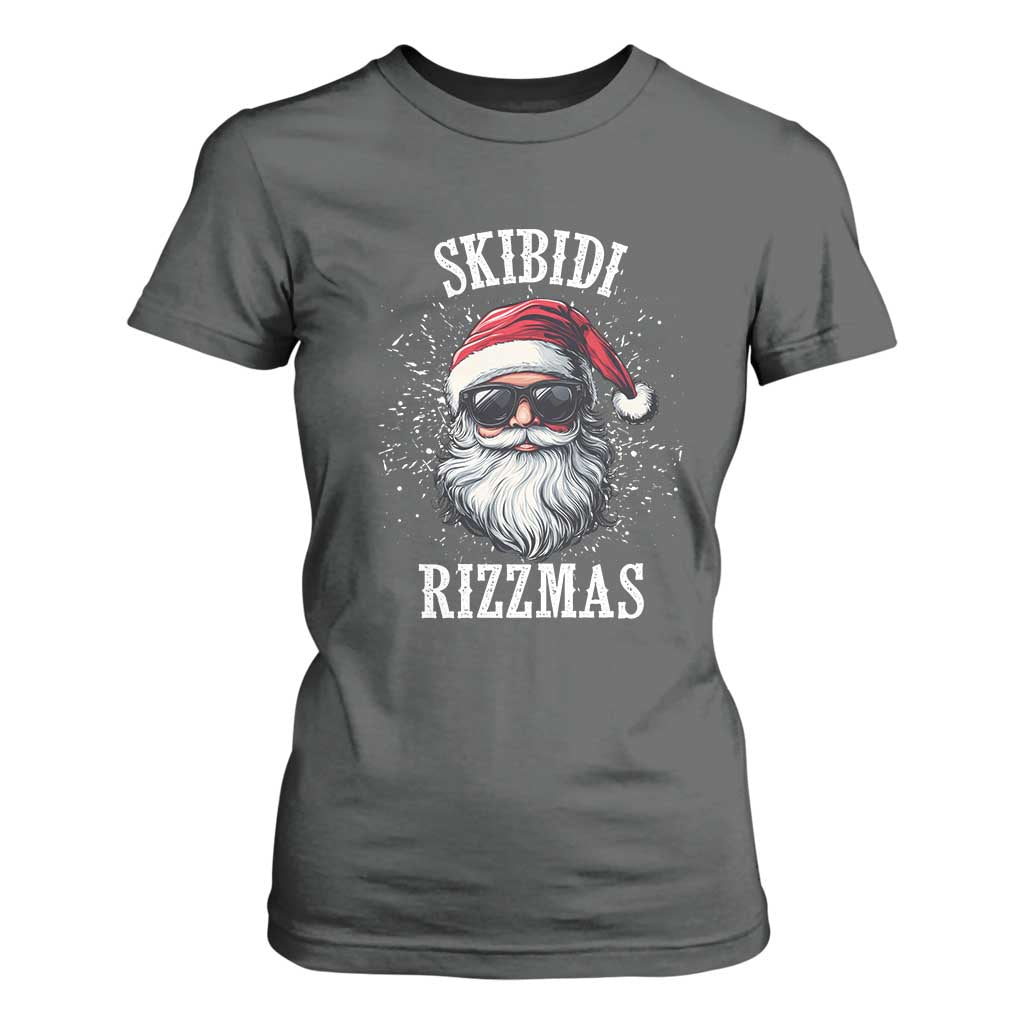 Funny Christmas Santa T Shirt For Women Skibidi Rizzmas Charisma Rizz Santa Claus TS11 Dark Heather Print Your Wear