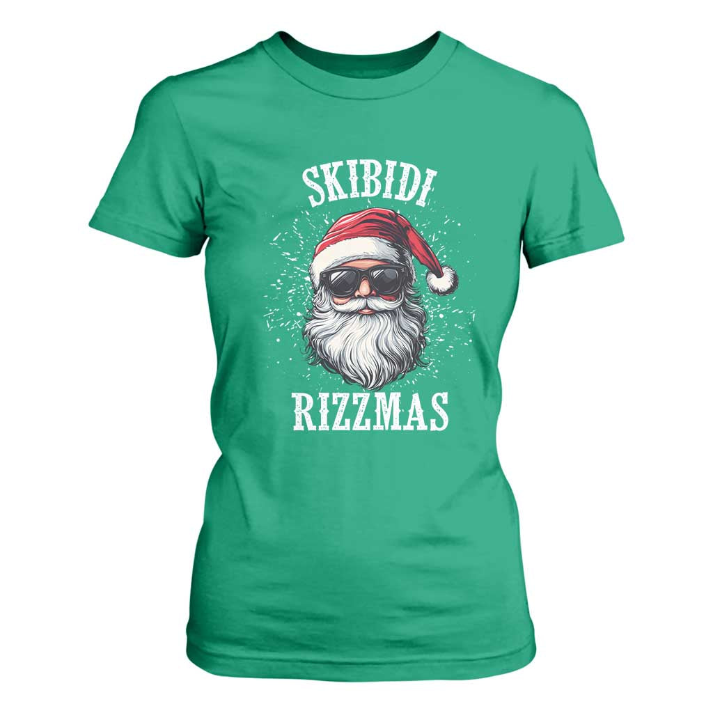 Funny Christmas Santa T Shirt For Women Skibidi Rizzmas Charisma Rizz Santa Claus TS11 Irish Green Print Your Wear