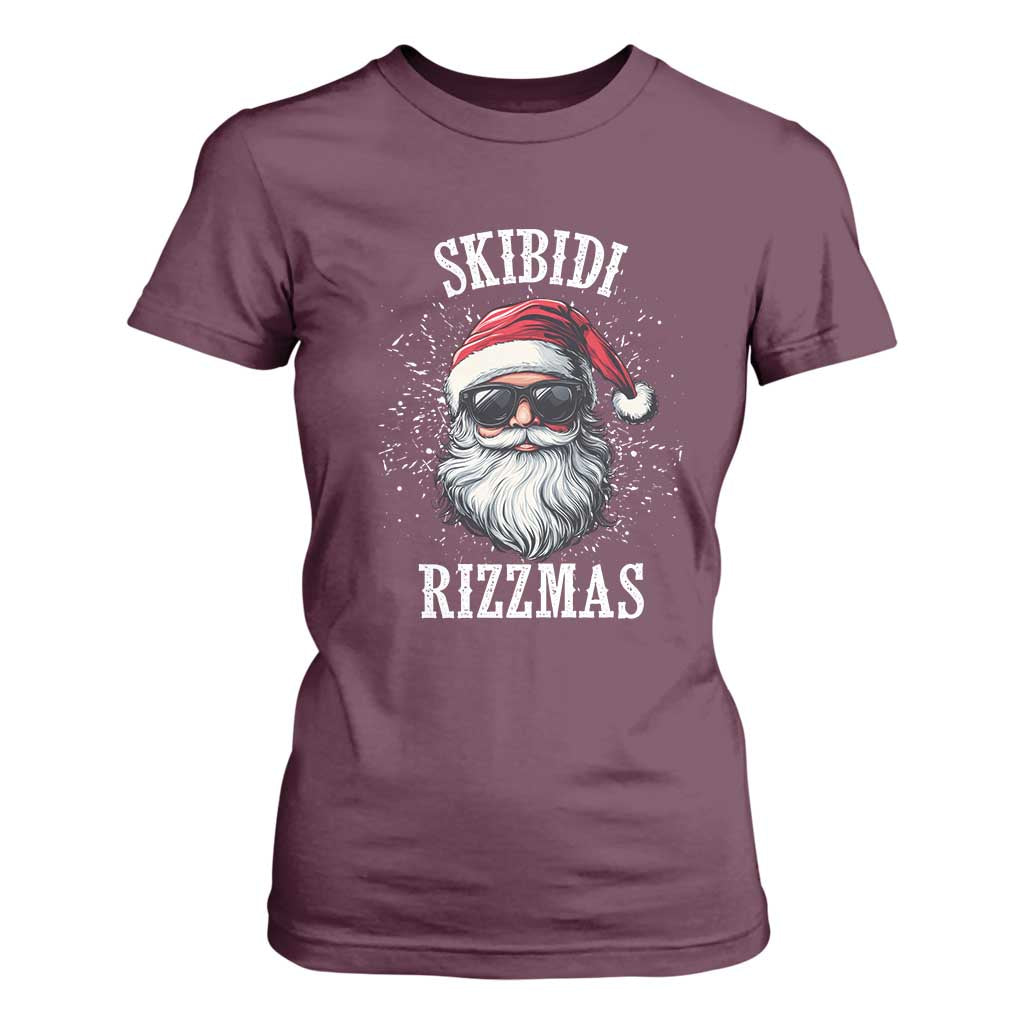 Funny Christmas Santa T Shirt For Women Skibidi Rizzmas Charisma Rizz Santa Claus TS11 Maroon Print Your Wear