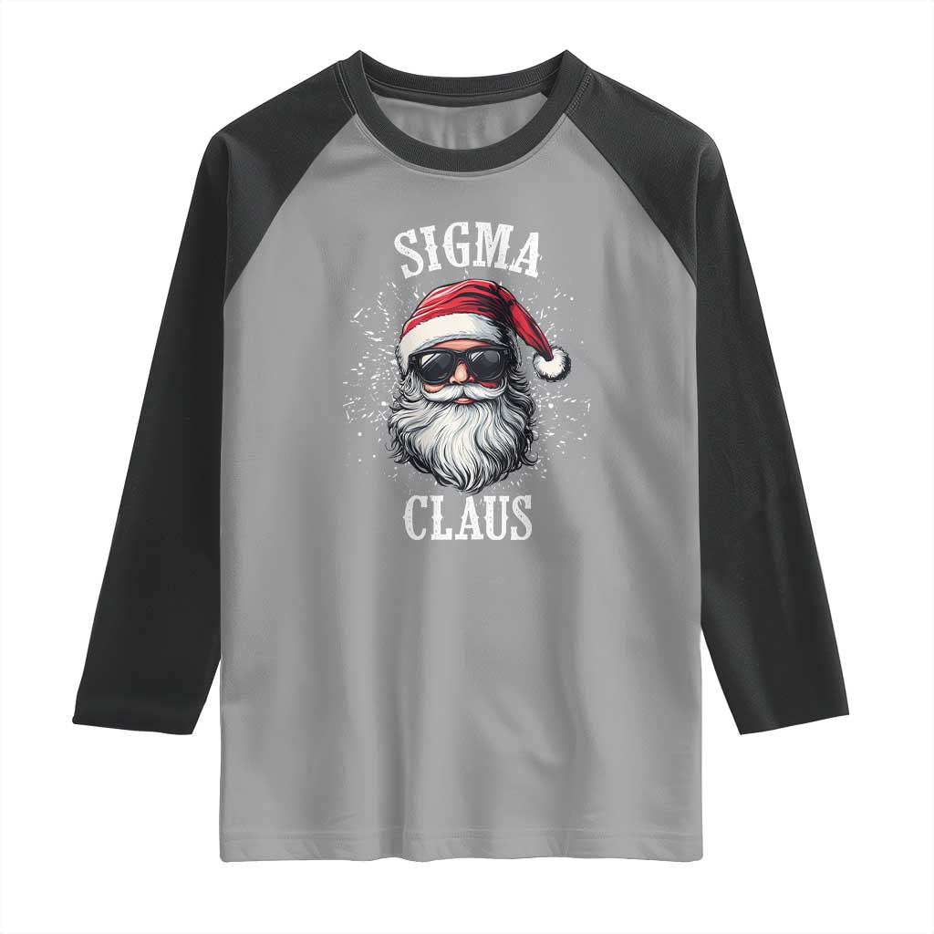 Funny Christmas Santa Raglan Shirt Sigma Claus Cool Santa The Rizzler Meme TS11 Sport Gray Black Print Your Wear