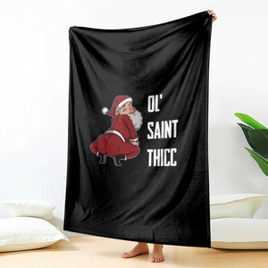 Funny Christmas Naughty Santa Throw Blanket Ol' Saint Thicc Kiss My Ass TS11 Print Your Wear