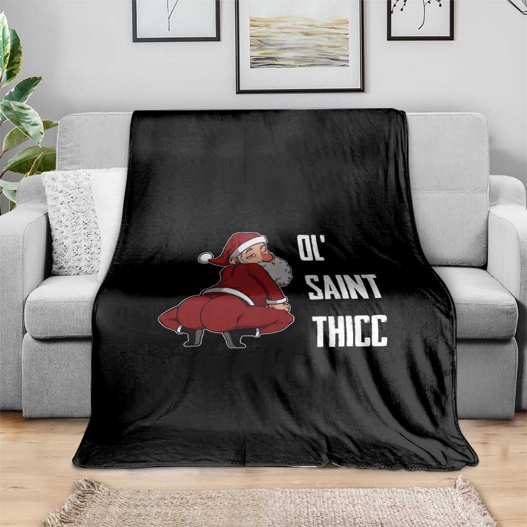 Funny Christmas Naughty Santa Throw Blanket Ol' Saint Thicc Kiss My Ass TS11 Print Your Wear