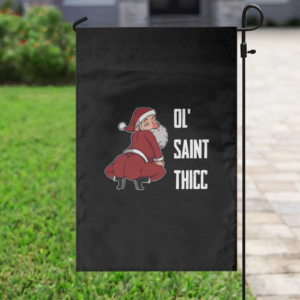 Funny Christmas Naughty Santa Garden Flag Ol' Saint Thicc Kiss My Ass TS11 Print Your Wear