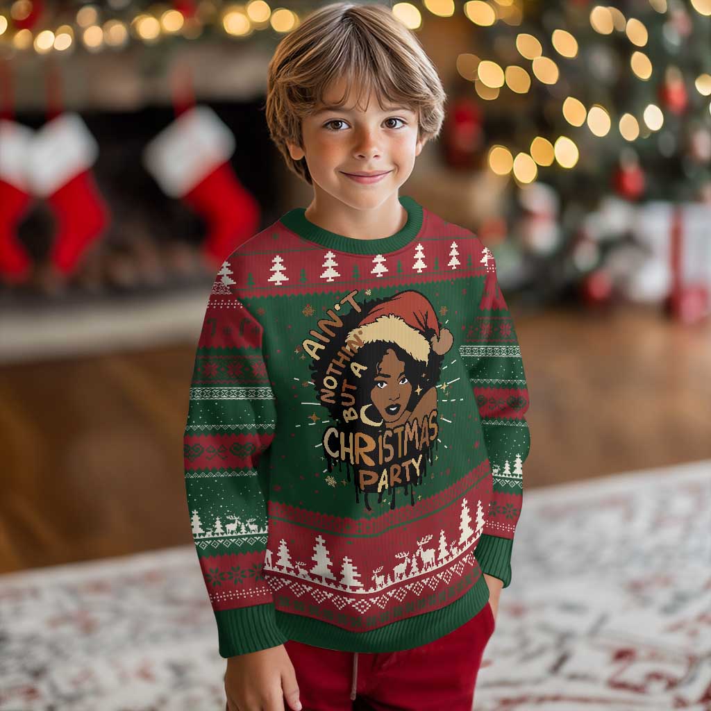 Funny African American Christmas Ugly Christmas Sweater Ain't Nothing But A Christmas Party Santa Black Melanin Girl TS11 Christmas Print Your Wear