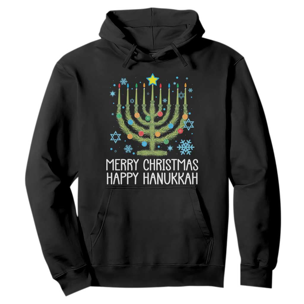 Funny Chrismukkah Hoodie Merry Christmas Happy Hanukkah Christmas Tree Jewish Menorah TS11 Black Print Your Wear