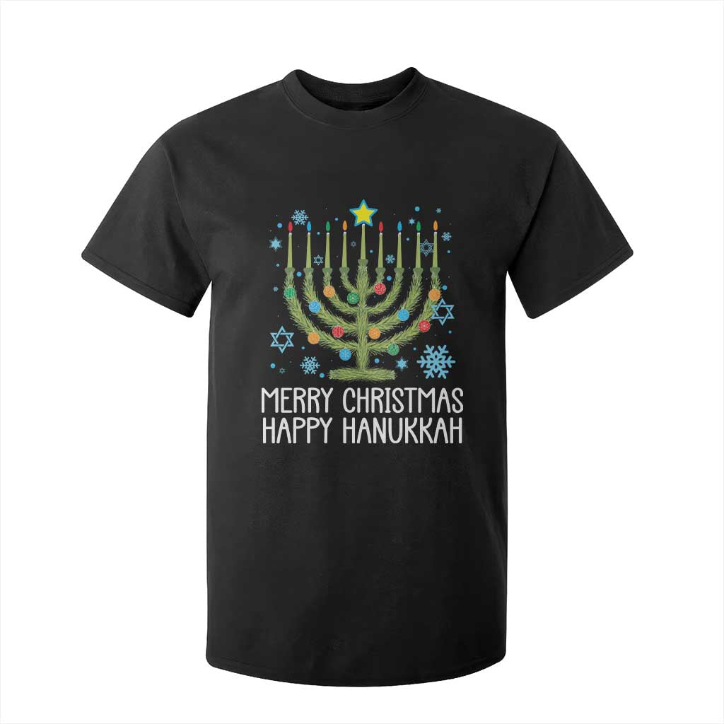 Funny Chrismukkah T Shirt For Kid Merry Christmas Happy Hanukkah Christmas Tree Jewish Menorah TS11 Black Print Your Wear