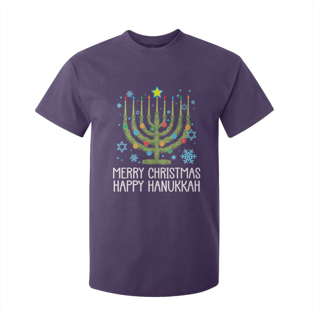 Funny Chrismukkah T Shirt For Kid Merry Christmas Happy Hanukkah Christmas Tree Jewish Menorah TS11 Purple Print Your Wear