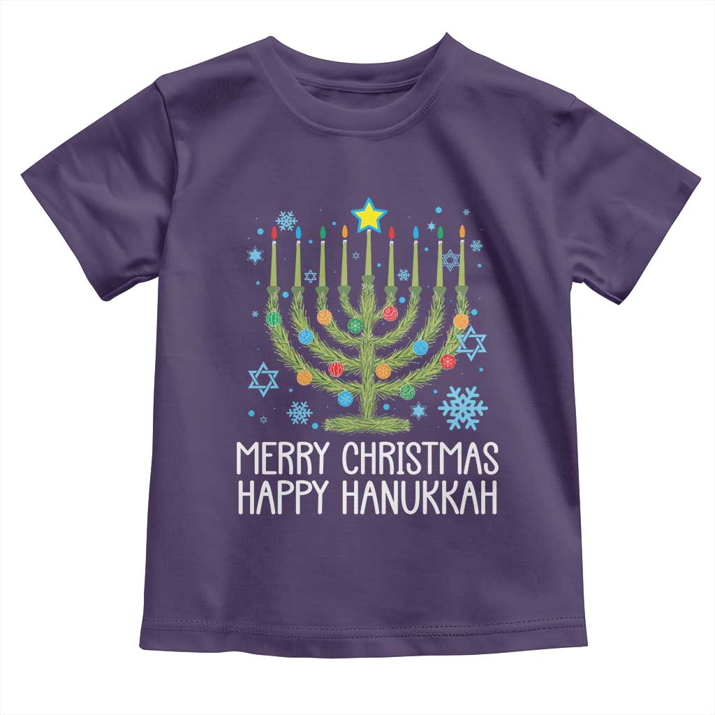 Funny Chrismukkah Toddler T Shirt Merry Christmas Happy Hanukkah Christmas Tree Jewish Menorah TS11 Purple Print Your Wear