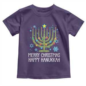 Funny Chrismukkah Toddler T Shirt Merry Christmas Happy Hanukkah Christmas Tree Jewish Menorah TS11 Purple Print Your Wear