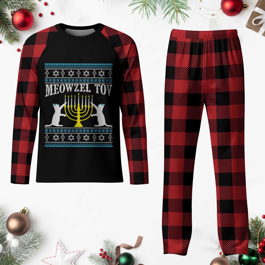 Meowzel Tov Plaid Pajama Set Funny Hanukkah Cat Jewish Chanukah Menorah TS11 Buffalo Plaid Print Your Wear