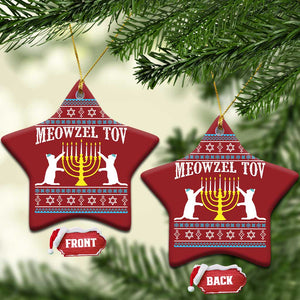 Meowzel Tov Christmas Ornament Funny Hanukkah Cat Jewish Chanukah Menorah TS11 Star Red Print Your Wear